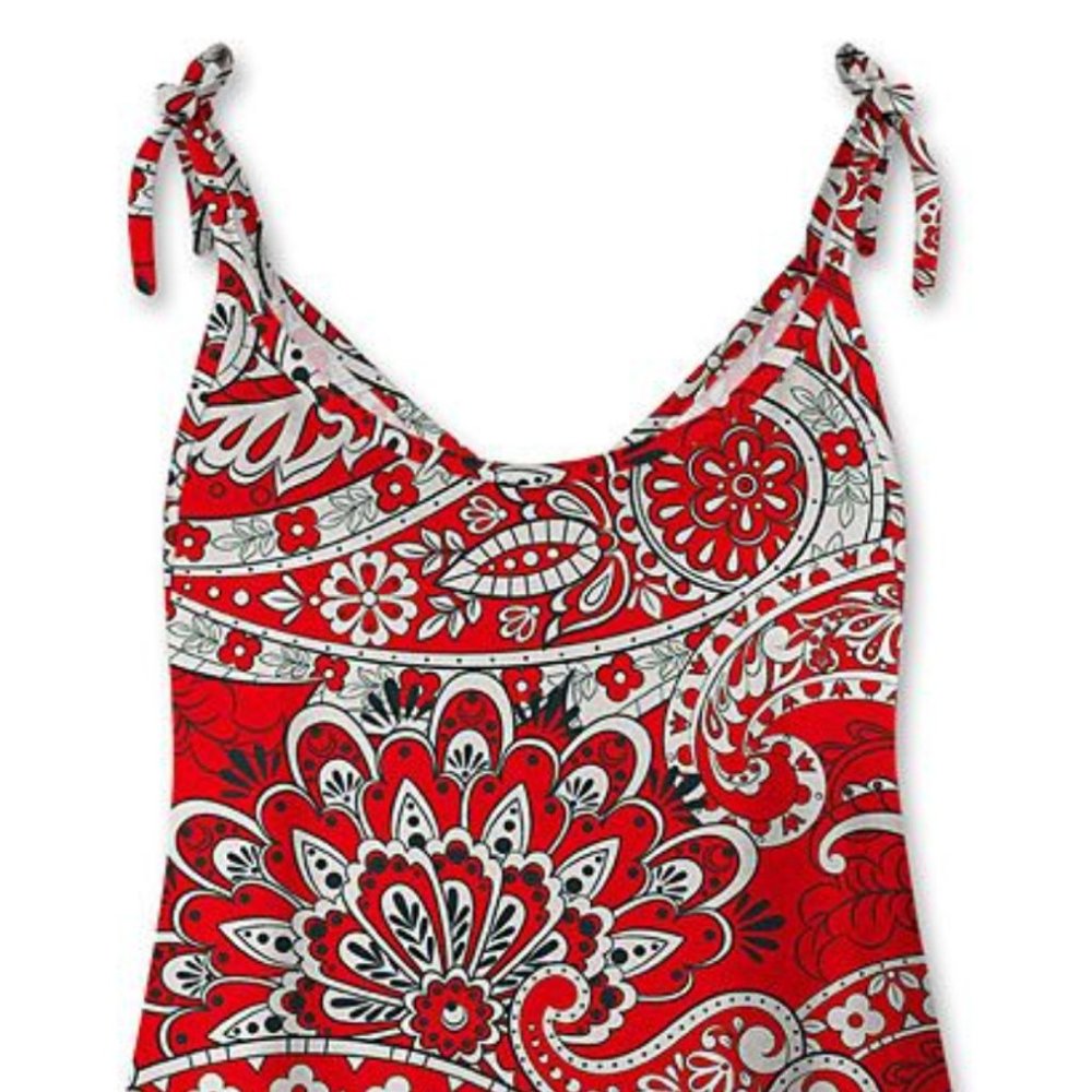 Red Paisley Tie-Strap Tank - Picture 2 of 2